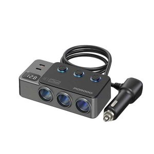 شارژر فندکی ماشین پرودو مدل 120W Car Charger Hub Triple-Port Lighter Socket