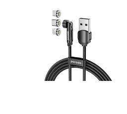کابل تبدیل USB به لایتنینگ / USB-C / microUSB پرودو مدل Porodo 3in1 Rotating Connector Braided Magnetic Cable