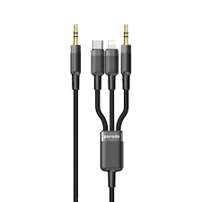 کابل 3 در 1 تایپ سی لایتنینگ و AUX پرودو مدل Porodo Multi-Device AUX 3.5mm|Type-C|Lightning Cable(4ft/1.2m) PD-AUX3N1-BK