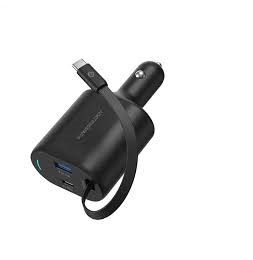 شارژر فندکی 70 وات با کابل متصل تایپ سی پاورولوژی Powerology Type-C Retractable Car Charger 70W PCCSR018