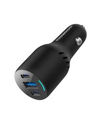 شارژر فندکی 85 وات پاورولوژی Powerology PD65W + PD20W + QC18W LED Triple Ports Car Charger PCCSR014