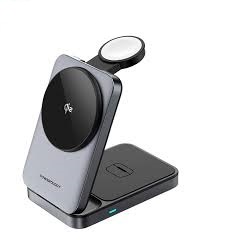 شارژر وایرلس 3 در 1 پاوررولوژی Powerology Qi2 Fast Charging Multi-Device Hub PWCUQC033