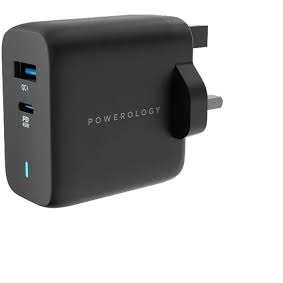 آداپتور شارژ 45 وات با کابل همراه پاورولوژی Powerology Ultra-Quick GaN Charger PWCUQC004