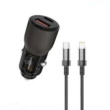 شارژر فندکی 95W شفاف پرودو Porodo 95W Car Charger With 0.9M Lightning Cable PD-FWCH048-L