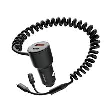 شارژر فندکی پرودو مدل  porodo dual port car charger intgerated c+c cables  PD-FWCH033