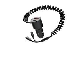 شارژر فندکی پرودو Porodo Dual Port Car Charger Integrated C+L Cables PD-FWCH034-BK