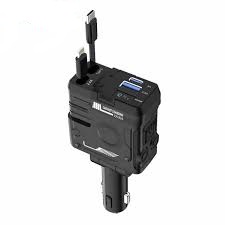 شارژر فندکی 66 وات با کابل جمع شونده لایتنینگ و تایپ سی پرودو Porodo 66W Car Charger Lightning & Type-C PD-FWCH029