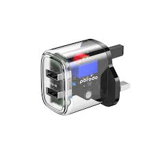 شارژر دیواری شفاف پرودو همراه با کابل تایپ سی  مدل PD-T12WDAUK توان 12 وات Porodo Transparent Wall Charger UK 12W