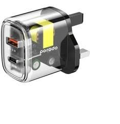 شارژر دیواری پرودو مدل PD-T20WACEU-BK ظرفیت ۲۰ وات  porodo dual output transparent quick charger