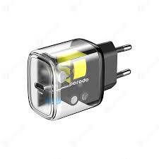 شارژر دیواری 30 وات پرودو مدل  Porodo Transparent Quick Charger PD 30W PD-TC30WSCEU