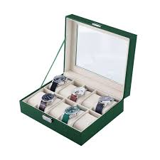باکس ساعت 10 تایی گرین لاین مدل  Green Lion Classic Watch Box 10 Slots With Glass GNCWATBX10GN