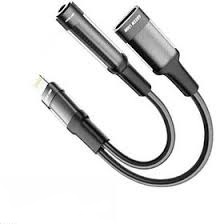 مبدل لایتنینگ به لایتنینگ و جک 3.5 میلی متر گرین لاین مدل  Green Lion Earphone Adapter (12cm) Lightning To Lightning (Charging) + 3.5