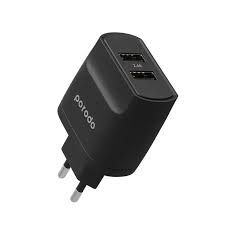 شارژر دیواری پرودو دو پورت بلو مدل  Porodo Blue Dual Port EU 2-Pin Wall Charger –PB-C12WEU