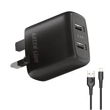 شارژر دیواری دو پورت گرین لاین Green Lion Dual USB Port Wall Charger(1m)