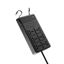چندراهی برق تایمر دار با کابل متصل پاورولوژی Powerology 2500W 6AC Power Strip with Built-In Retractable Cables PWCUQC030